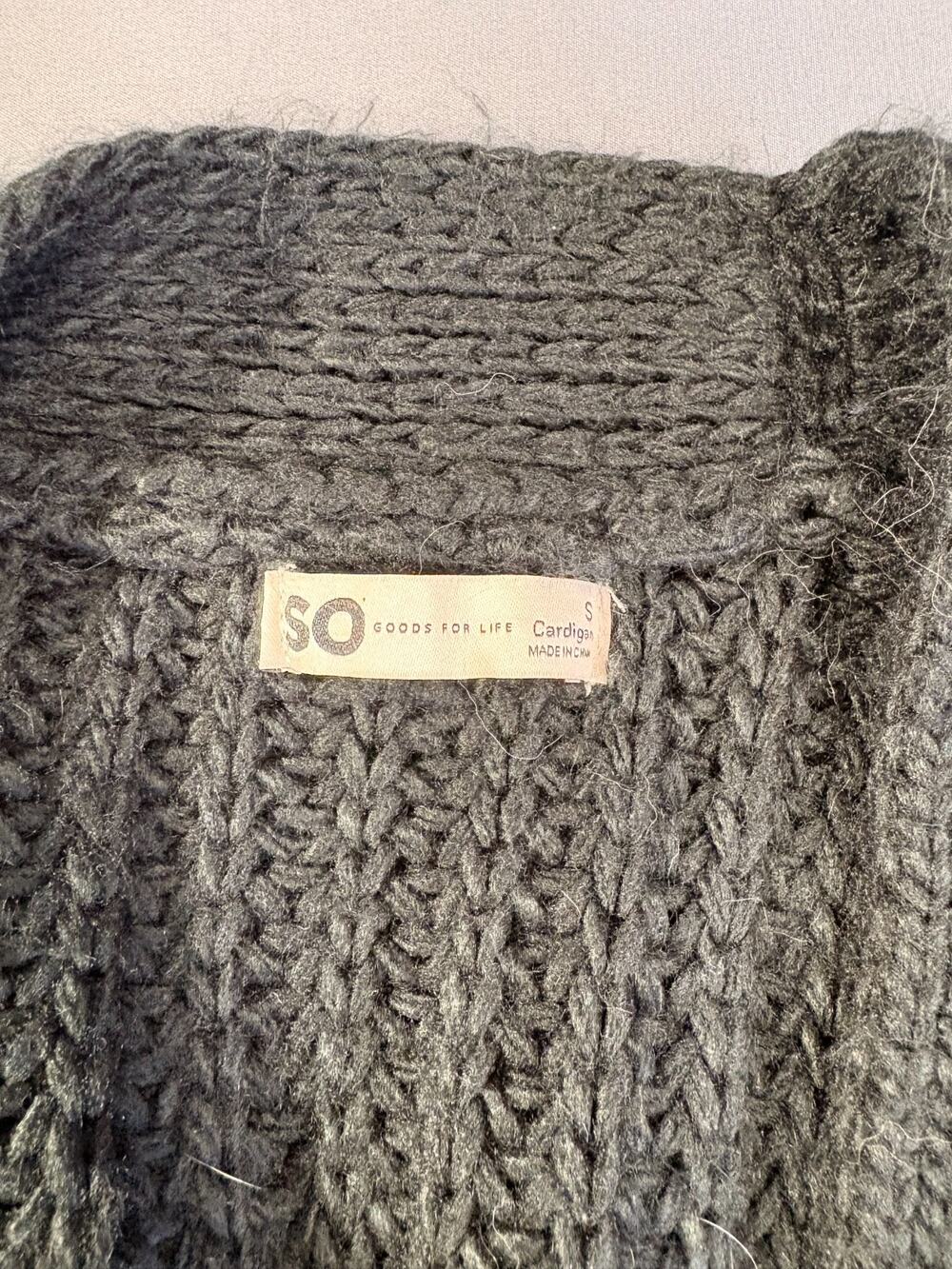 Soho Black Cable Knit Cardigan Sweater Long Sleeve Women's SM